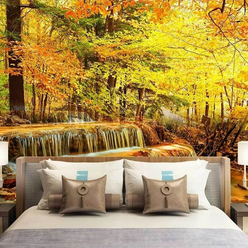 

Custom 3D Photo Wallpaper Waterfall Flowing Water Forest Landscape Mural Wall Painting Living Room Non-woven Embossed Wall Paper