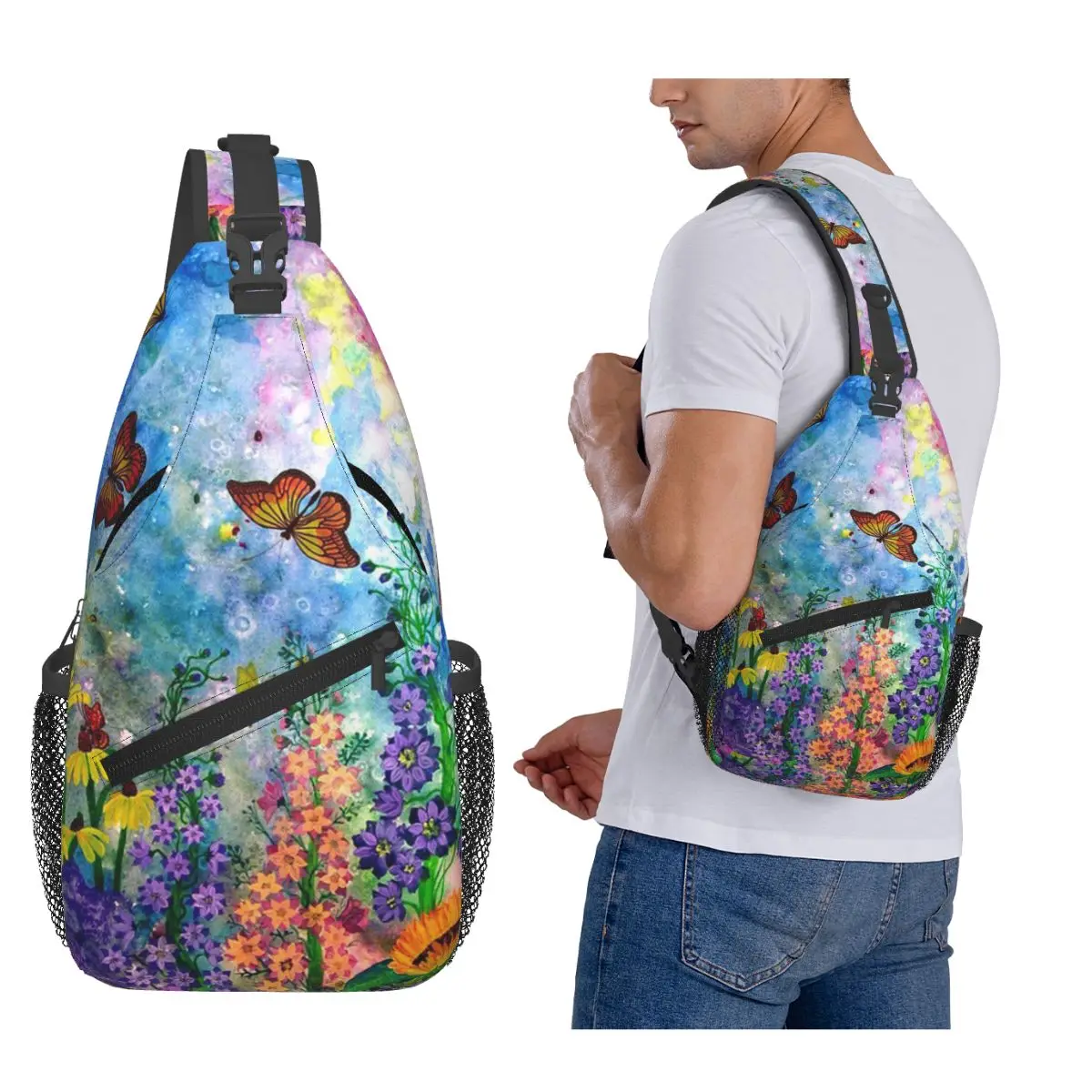 

Садовая нагрудная сумка-бабочка, мужской рюкзак через плечо, нагрудная сумка, дорожный походный рюкзак, сумка на плечо