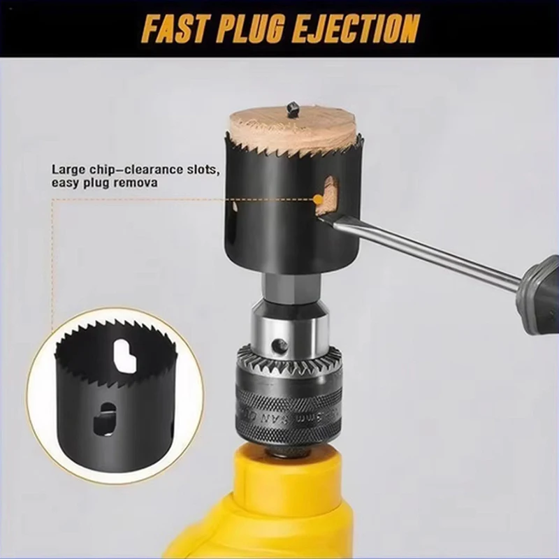 Kit di installazione serratura porta Modello guida in plastica regolabile con sega a tazza per serratura porta in acciaio al carbonio per porta spessa 35-43 mm