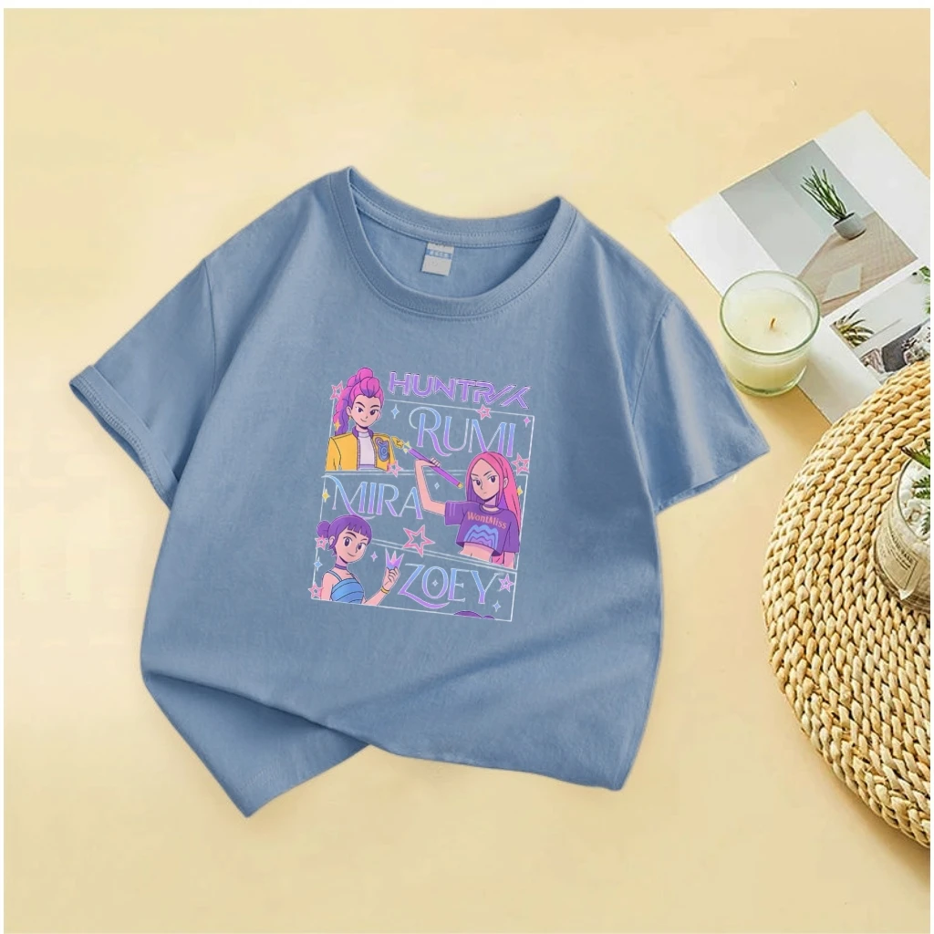سلسلة المبيعات الساخنة ملابس رياضية للأطفال الصغار من Huntrix تي شيرت Rumi Mira Zoey للفتيات مطبوع بأكمام قصيرة تي شيرت متنوع ملابس أطفال #2