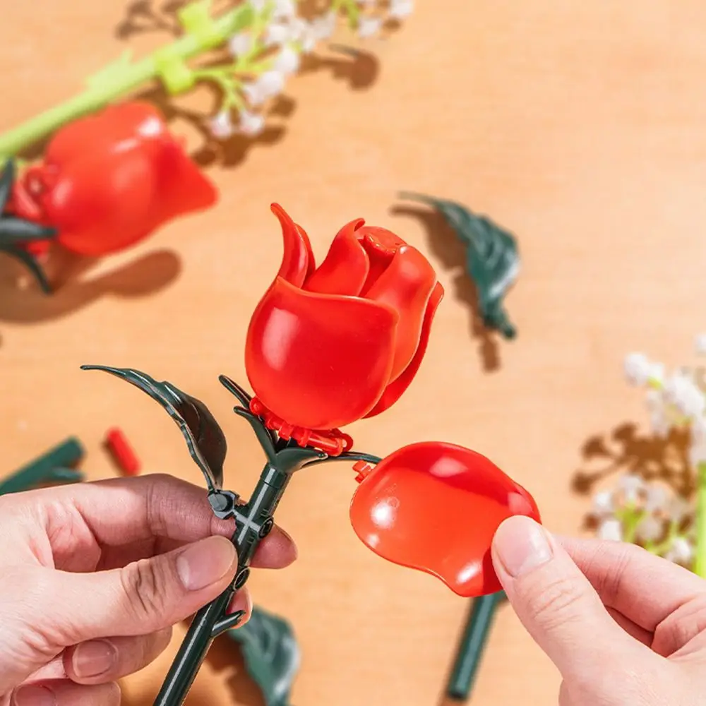 Blocs de construction à Micro particules multicolores, fleur en plastique, modèle 3D, briques à assembler, œillet Rose, tulipe, jouets à assembler