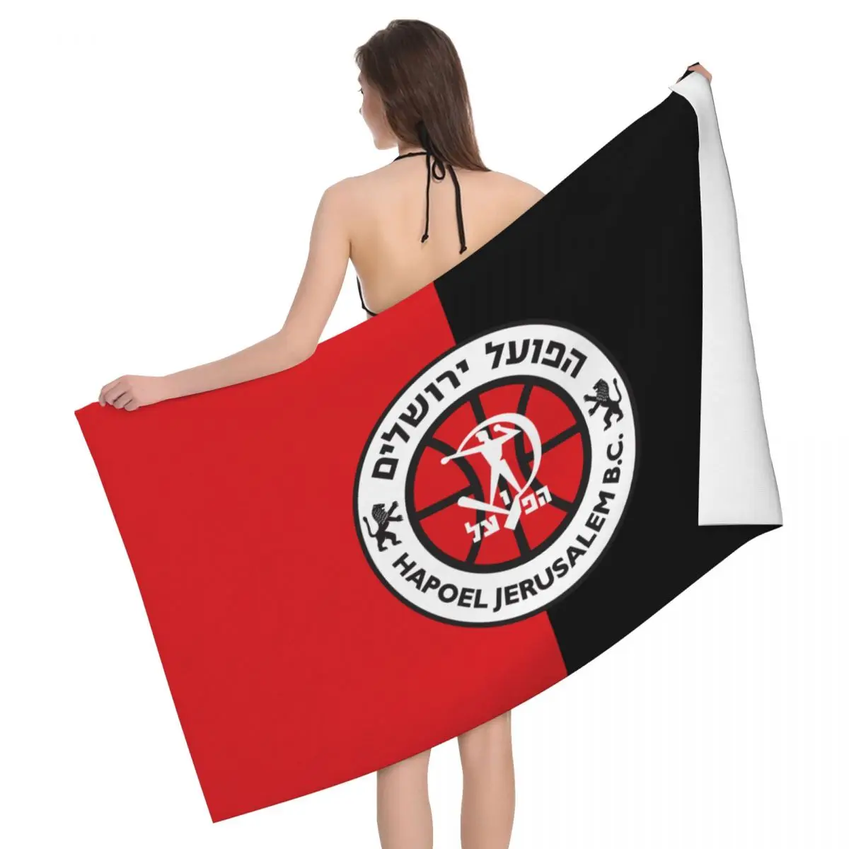 Hapoel Jerusalem Basketball Bath Towel Absorbent Quick Dry Beach Shawl Bath Towels for Pool Swim Bathroom Home , 52in X 32 in