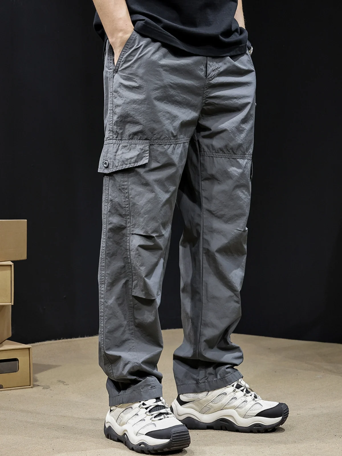 

Мужские функциональные рабочие брюки, весна 2024, новинка, повседневные прямые брюки с несколькими карманами, модные, большие размеры, молодежная мода