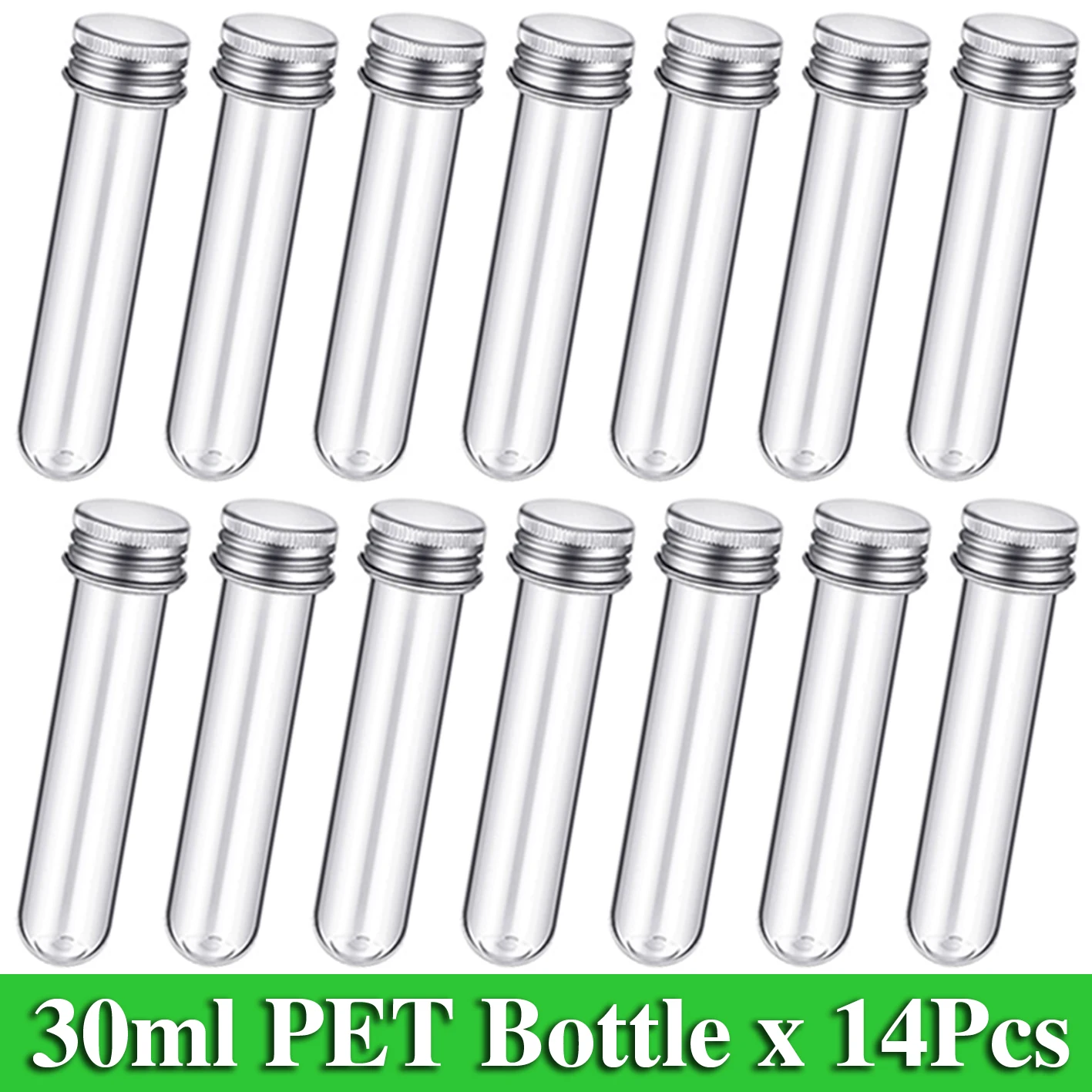 14PCS Lab 30ml PET Test Tube Bottle Transparent Cylindrical Plastic Refillable Bottle For Mask Candy Data Line 25*110mm