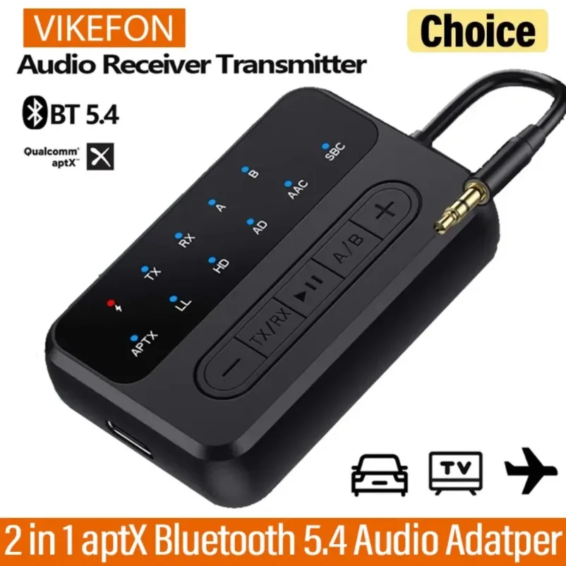 

2 in 1 Bluetooth Audio Receiver Transmitter aptX-Adaptive AD/HD/LL AAC 3.5MM AUX HiFi Music Multipoint Wireless Audio Adapter