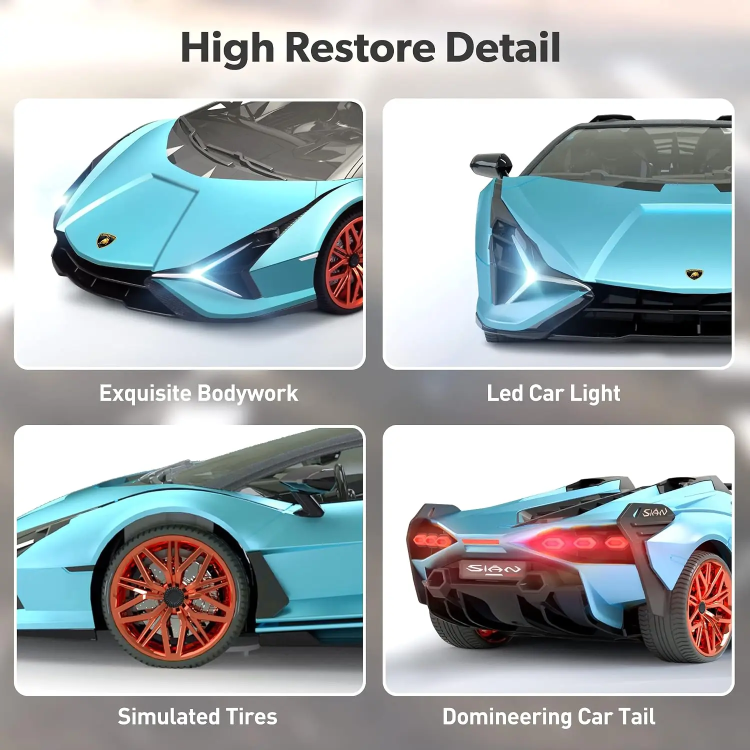 MIEBELY Lamborghini Remote Control Car, 1:12 Scale Lambo Toy Car 2 X 7.4V 900mAh Officially Licensed 12Km/h Fast Rc Cars with Le