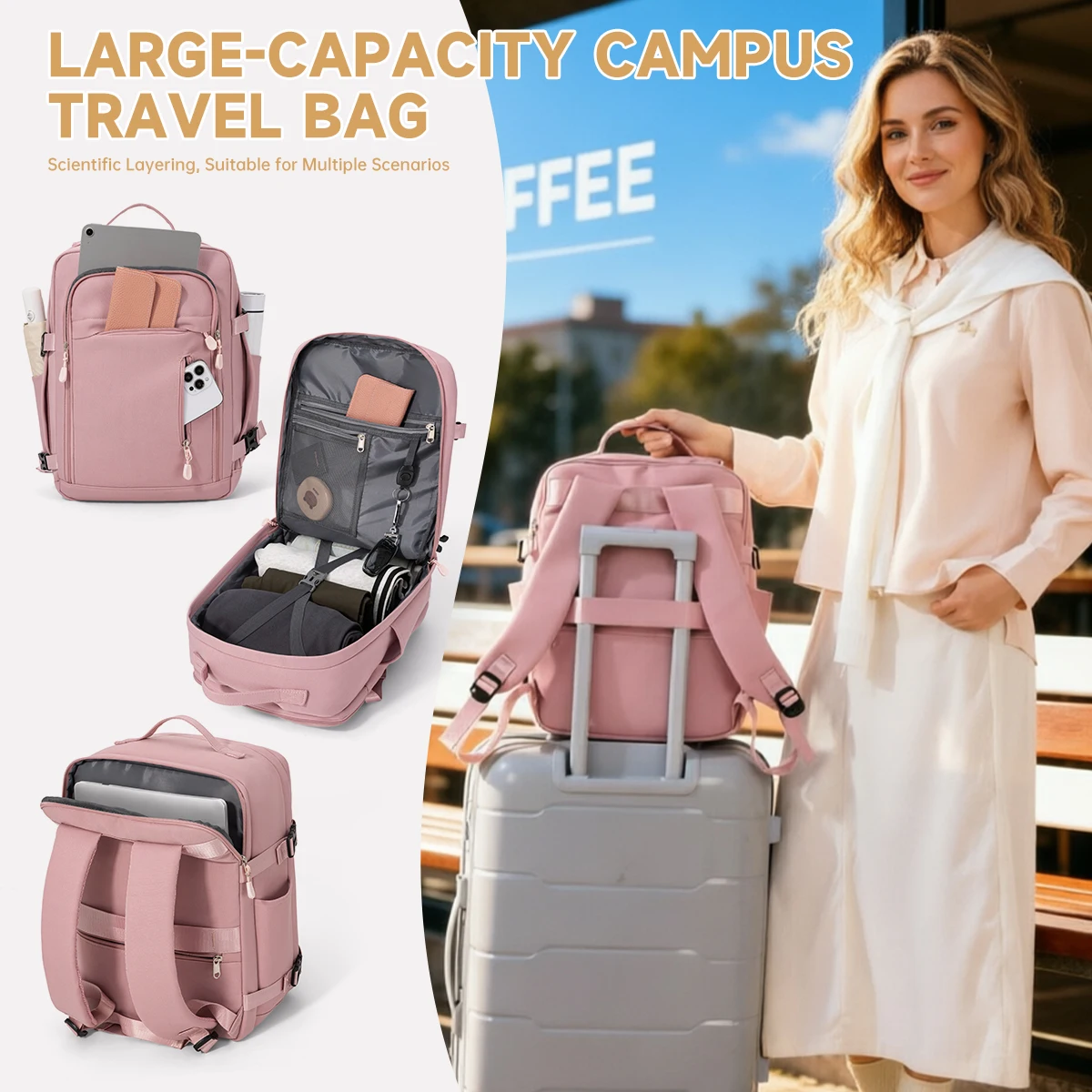 New Versatile Backpack for Girls, Storage Travel Backpack, Student School Bag, Fashionable Computer Bag, Factory Ready Stock