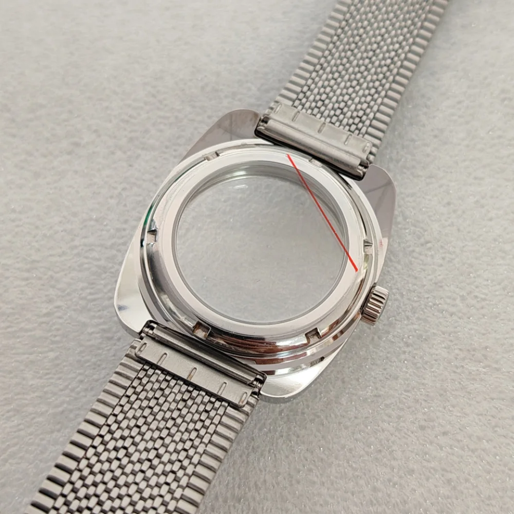 جديد 36.5 مللي متر حافظة ساعة + حزام ساعة مصقول عش الطيور تصميم ساعة أجزاء تعديل لحركة NH35/ NH36/7S