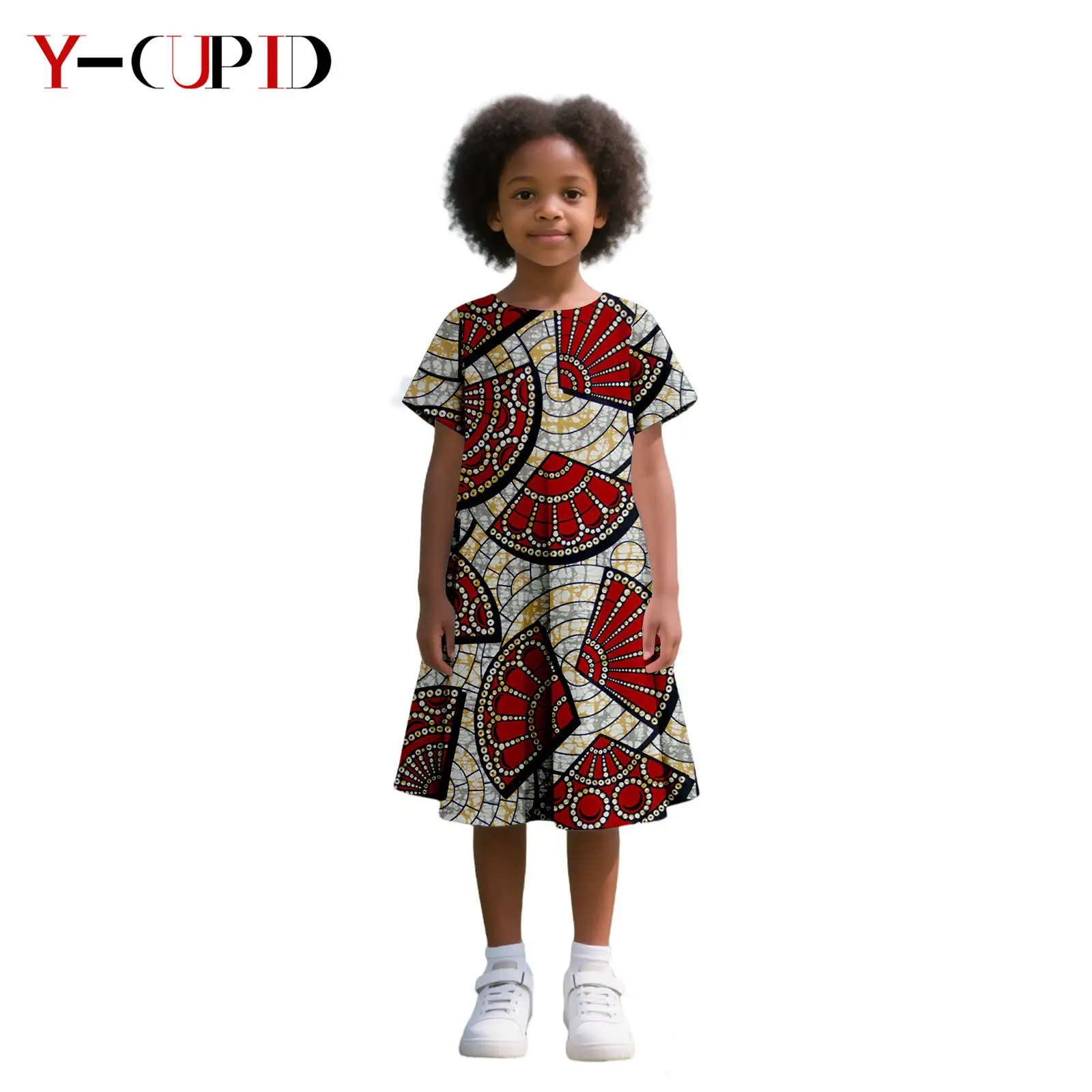 

African Print Pleated Dresses for Girls Dashiki Lovely Kid Ankara Outfits Bazin Riche Children Party Outwear Vestidos 2545018