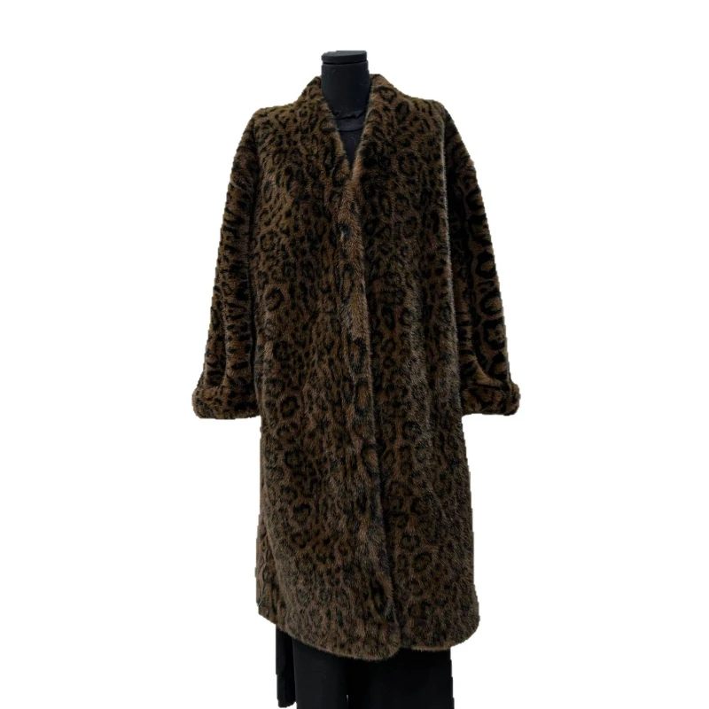 เสื้อโค้ทผู้หญิง ขนเฟอร์เทียม แจ็คเก็ต คอวี ลายเสือดาว หนา อุ่น สไตล์ Y2k เสื้อแจ็คเก็ตสตรีทแวร์ สง่างาม เสื้อคลุมทำงาน สำหรับฤดูใบไม้ร่วงและฤดูหนาว