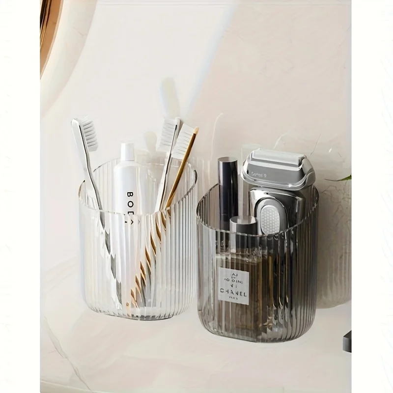 1pc Wand-Montiert Organizer Tasse Multi-Funktionale Bad Küche Lagerung Zahnbürste Halter Platzsparende Bad Zubehör – Detail 6