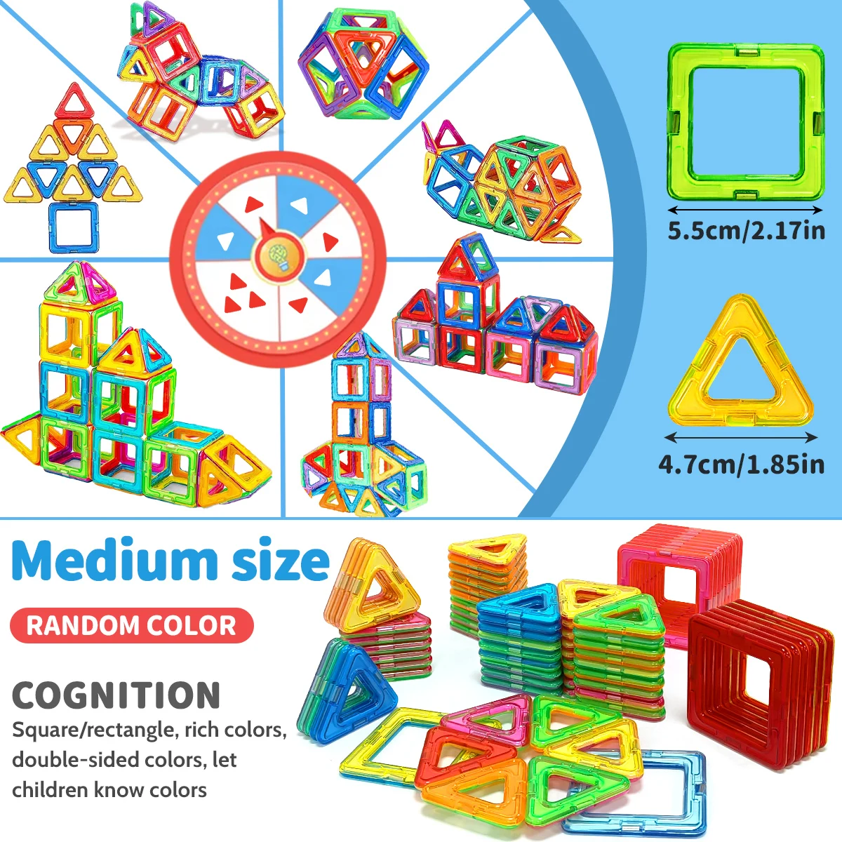 Medium Size Magnetic Block Building Toy Set，Creative Construction STEM Toy,Back-to-School Season, Birthday Gift