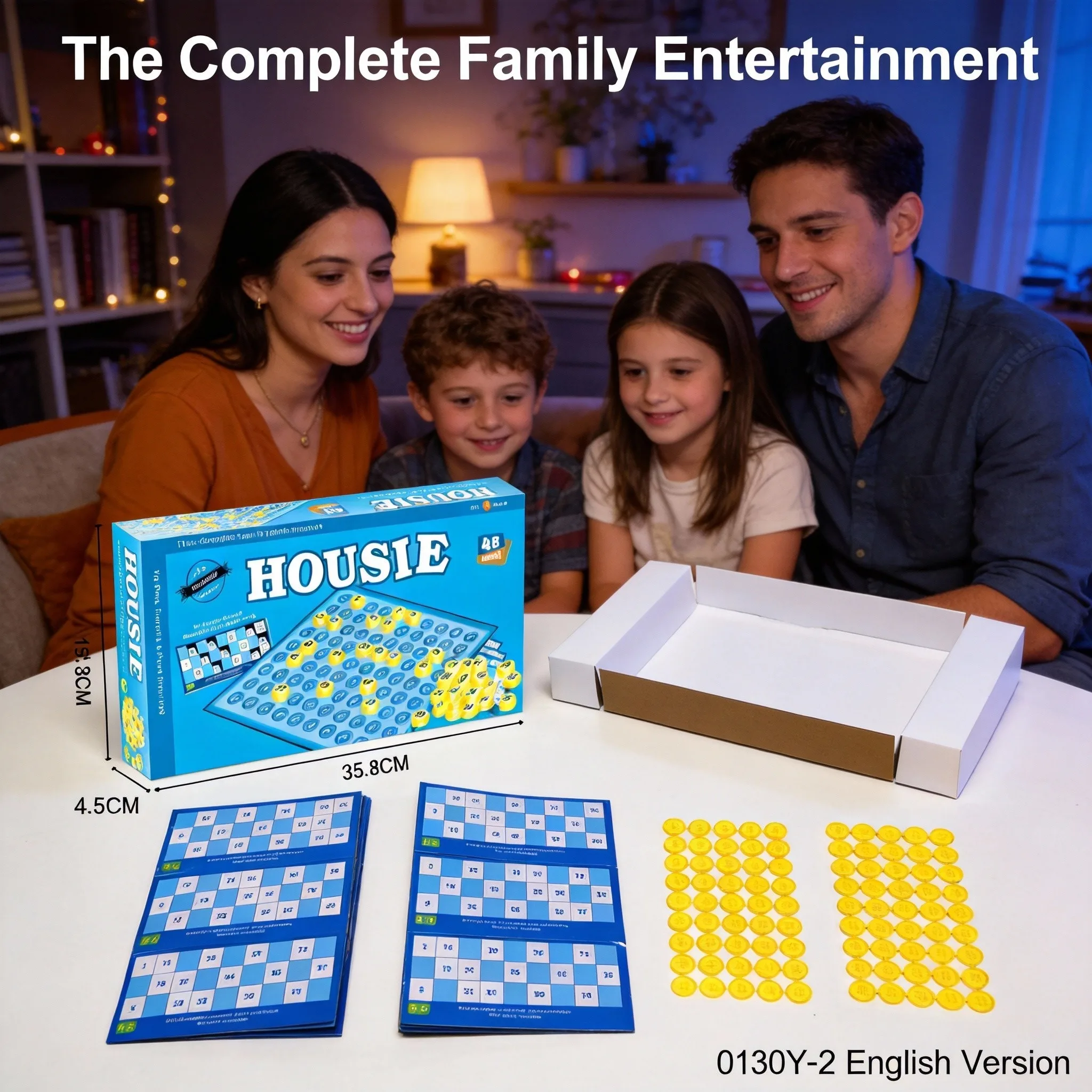 

Популярная игра Housie Bingo: полный комплект - семейная настольная игра для детей и взрослых, развлечение для всей семьи - английская версия