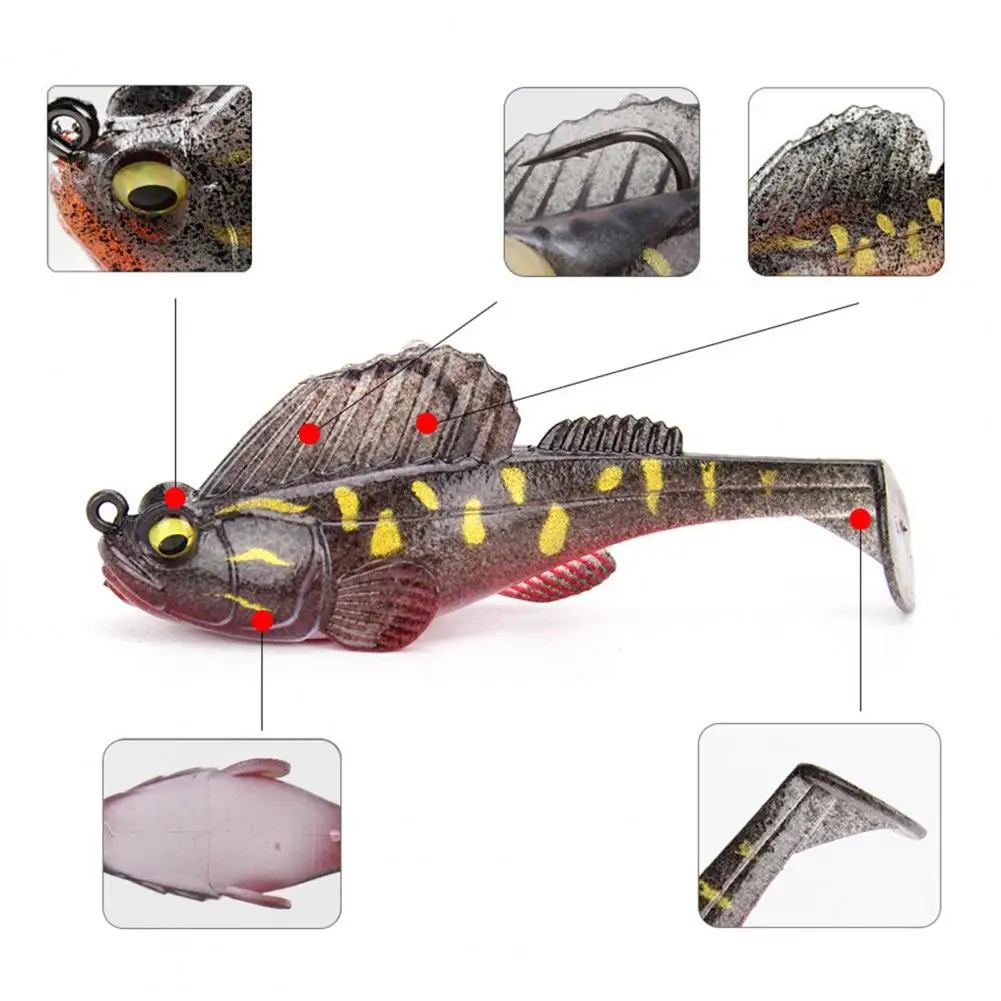 Realistic Fishing Lure Realistic Pvc Mudskipper Lure with Sharp Hook Paddle Tail for Freshwater Fishing Bionic Artificial Jump