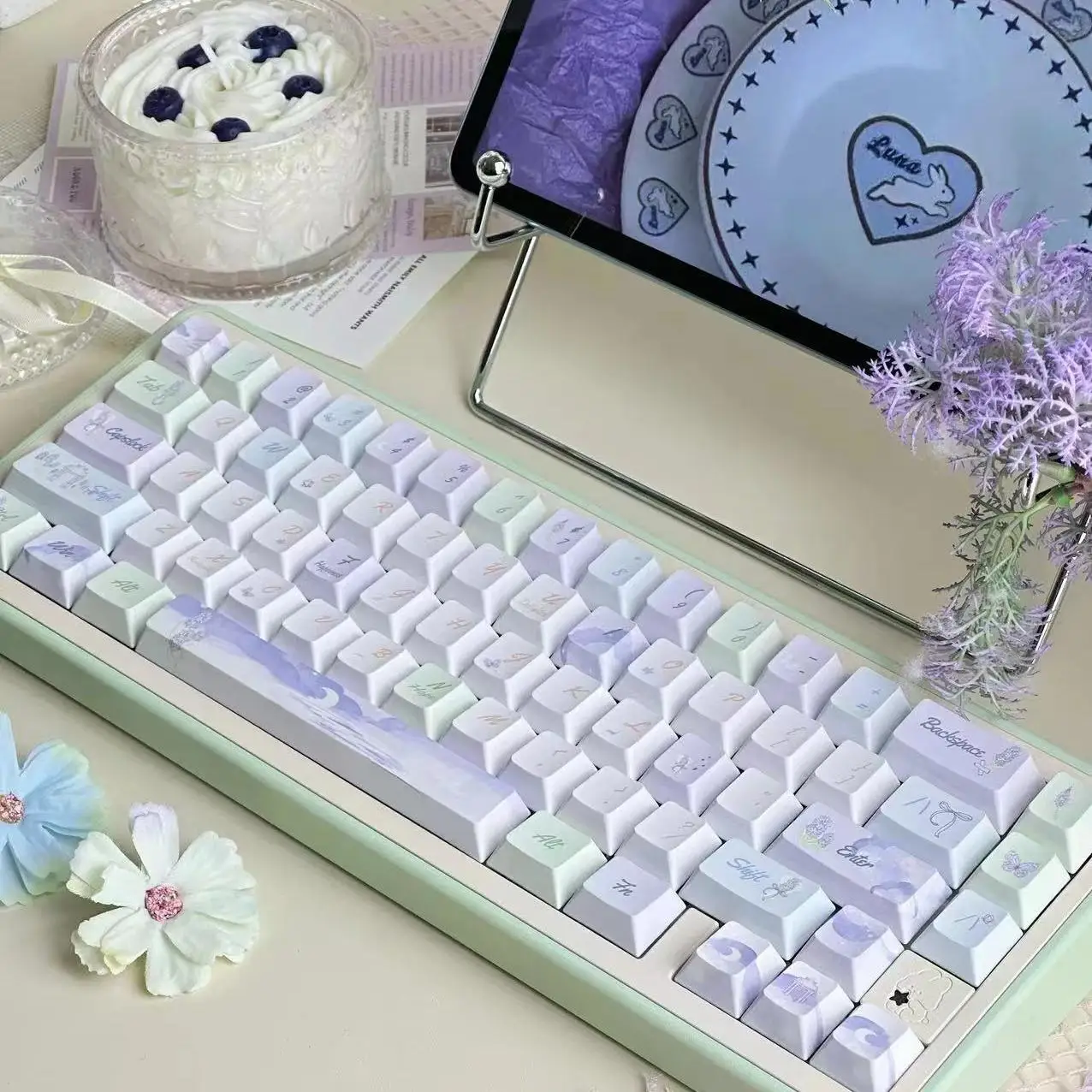 Cherry Profile Cute Keyboard Keycap Dream Unicorn Five Sides Dye Sub PBT Keycaps 133 Keys for Cherry MX Switches Gaming Keyboard