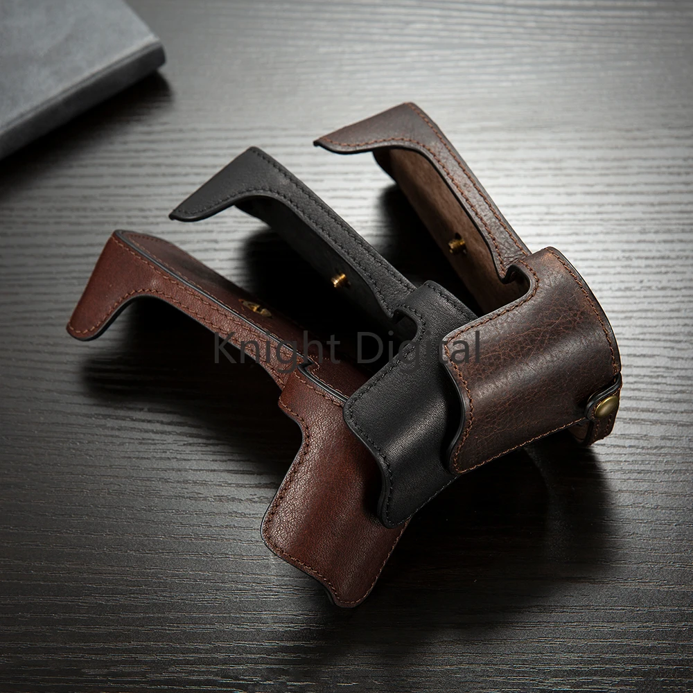 Genuine Leather Camera Case Handle Half Bag for Canon Eos 5D3 5D4 5DSR 6D 6D2 80D 90D 70D Camera Bodysuit 6D Case