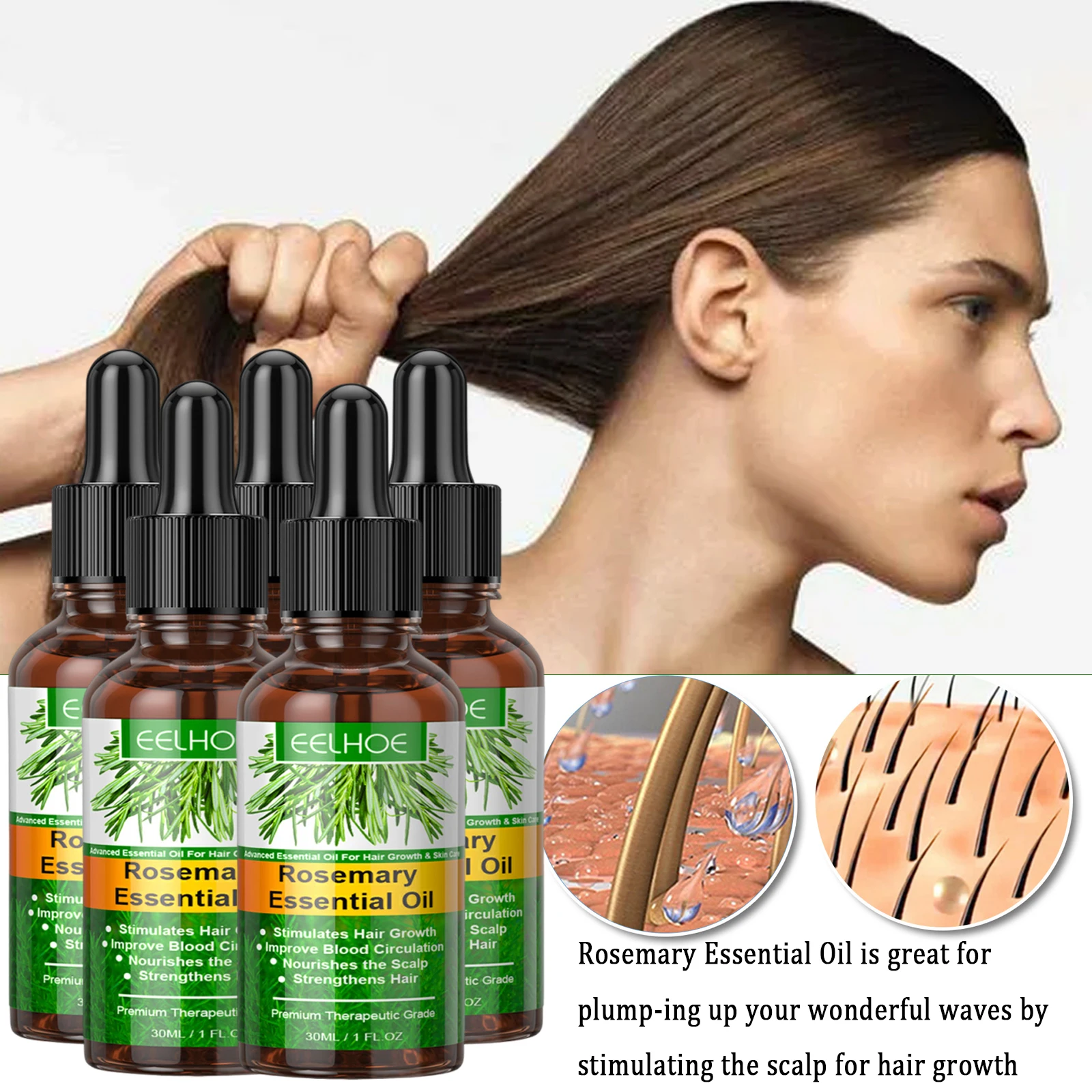 

Уход за волосами розмарина, эфирное масло, против вьющихся волос, гладкая сыворотка для роста волос, масло для волос, против выпадения волос, новые процедуры, красота волос