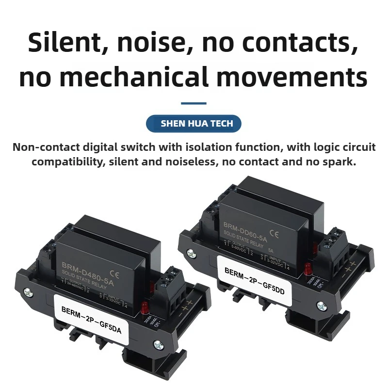 2 4 6 8 chanel Solid State Relay Module DA Solid State Notouchpoint Relay Module DC Control AC SSR Rail Type2/4/6/8-way 5V relay