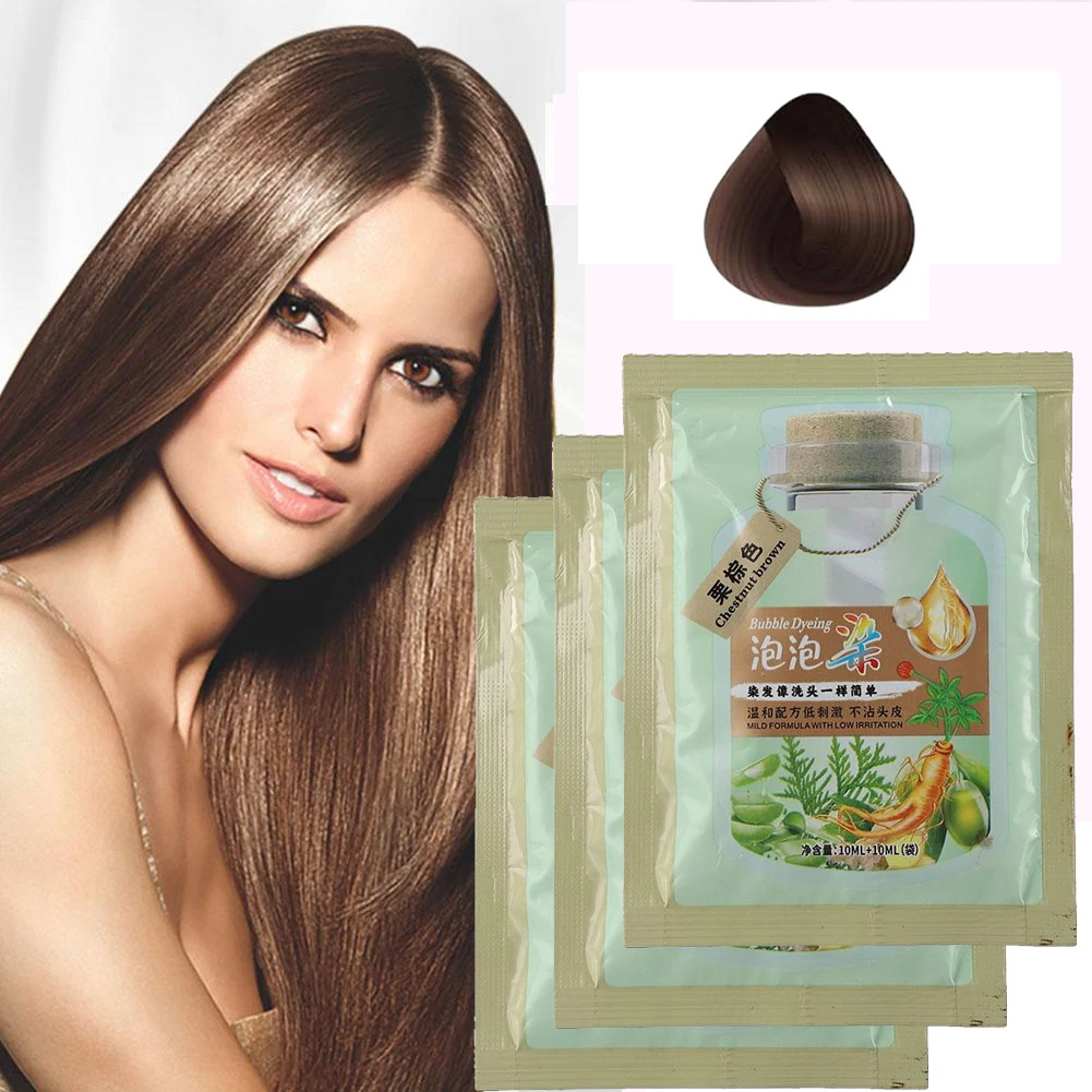 Bubble Hair Dye Shampoo, planta natural, creme de tintura, duradouro, cobertura de cabelos grisalhos, coloração eficaz