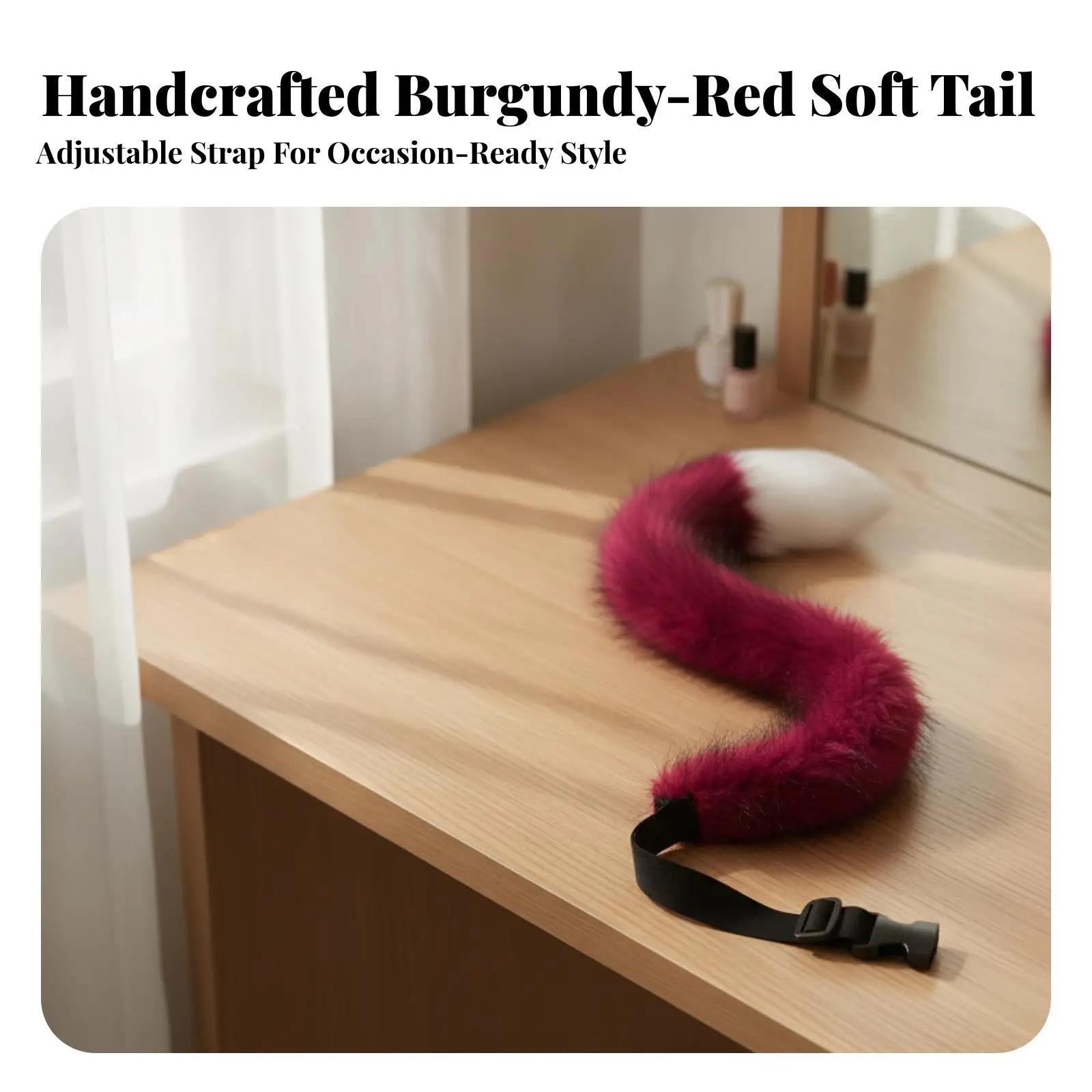 2xCosplay Tail with Adjustable Strap | Soft soft Surface, Curved Tapered Design, synthetic fiber Tail, for Conventions