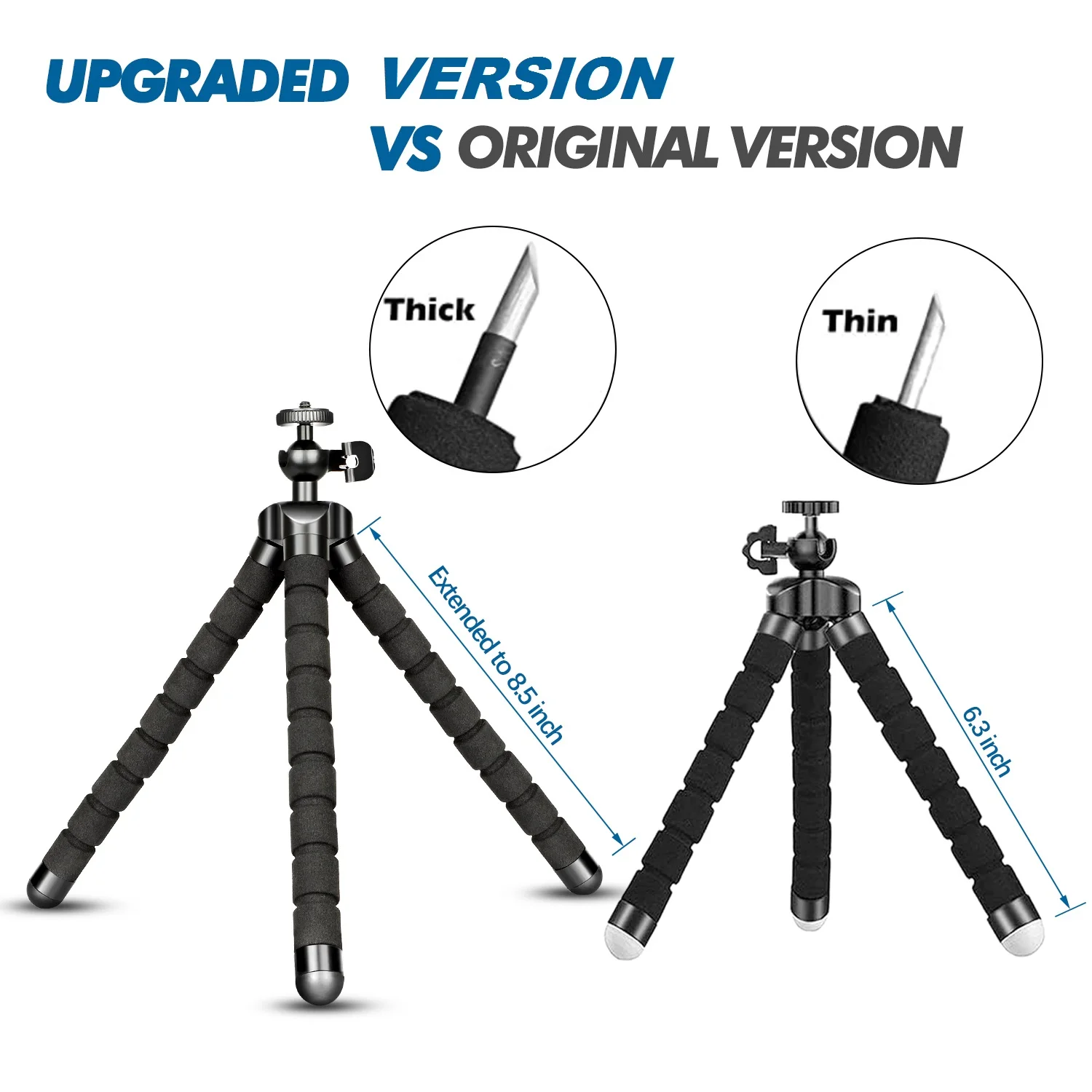 Phone Tripod Mini Flexible Adjustable Cell Phone Tripod Stand Holder with Remote and Universal Clip for iPhone Android Camera