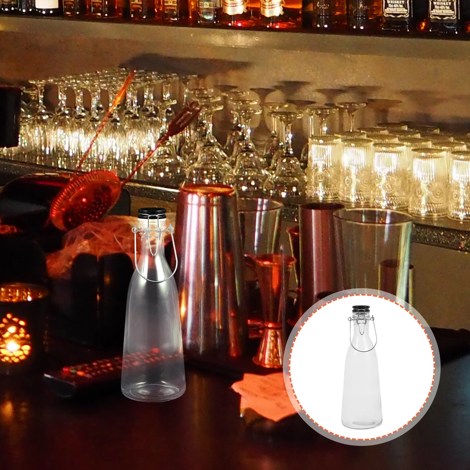 

Glass Buckle Bottle Leak-Proof Household Beverage Container Compact Storage Bottle for Milk Juice Tea Cold Drinks Travel Picnic