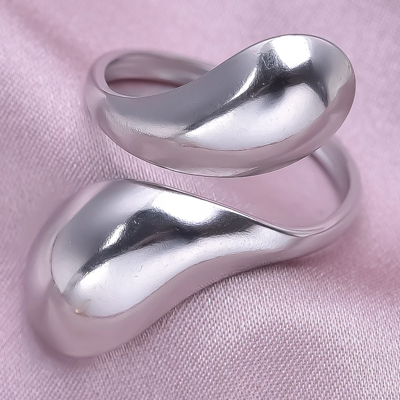 1/5pcs Silver Color Snake Beads Round Heart Stainless Steel Rings For Women Men Accessories Vintage Jewelry Finger Ring Anillos