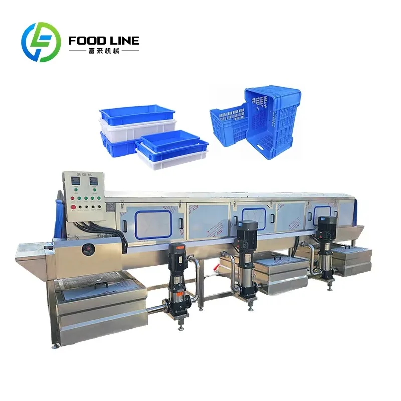 Automatic Crate Washing Machine Commercial Basket Cleaner High Efficiency Cleaning Equipment