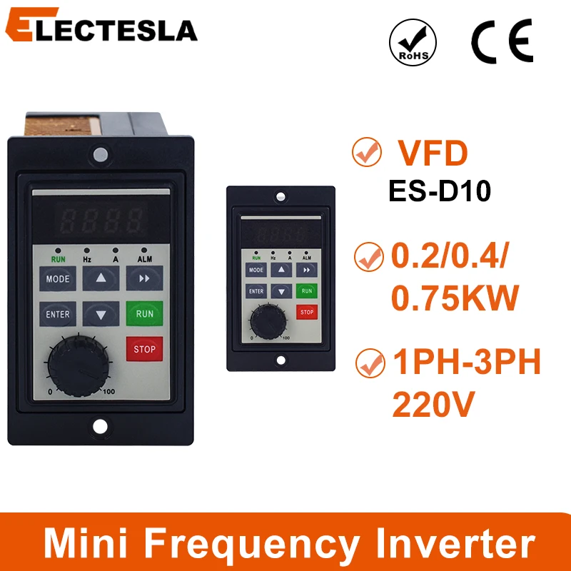 

220V 0.2KW/0.4KW/0.75KW 1HP Economical Mini VFD Variable Frequency Drive Converter for Motor Speed Control Inverter