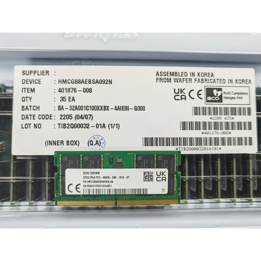 1 szt. Dla SK Hynix RAM 32GB 32G 4800 DDR5 2 rx8 4800B pamięć do notebooka HMCG88AEBSA092N