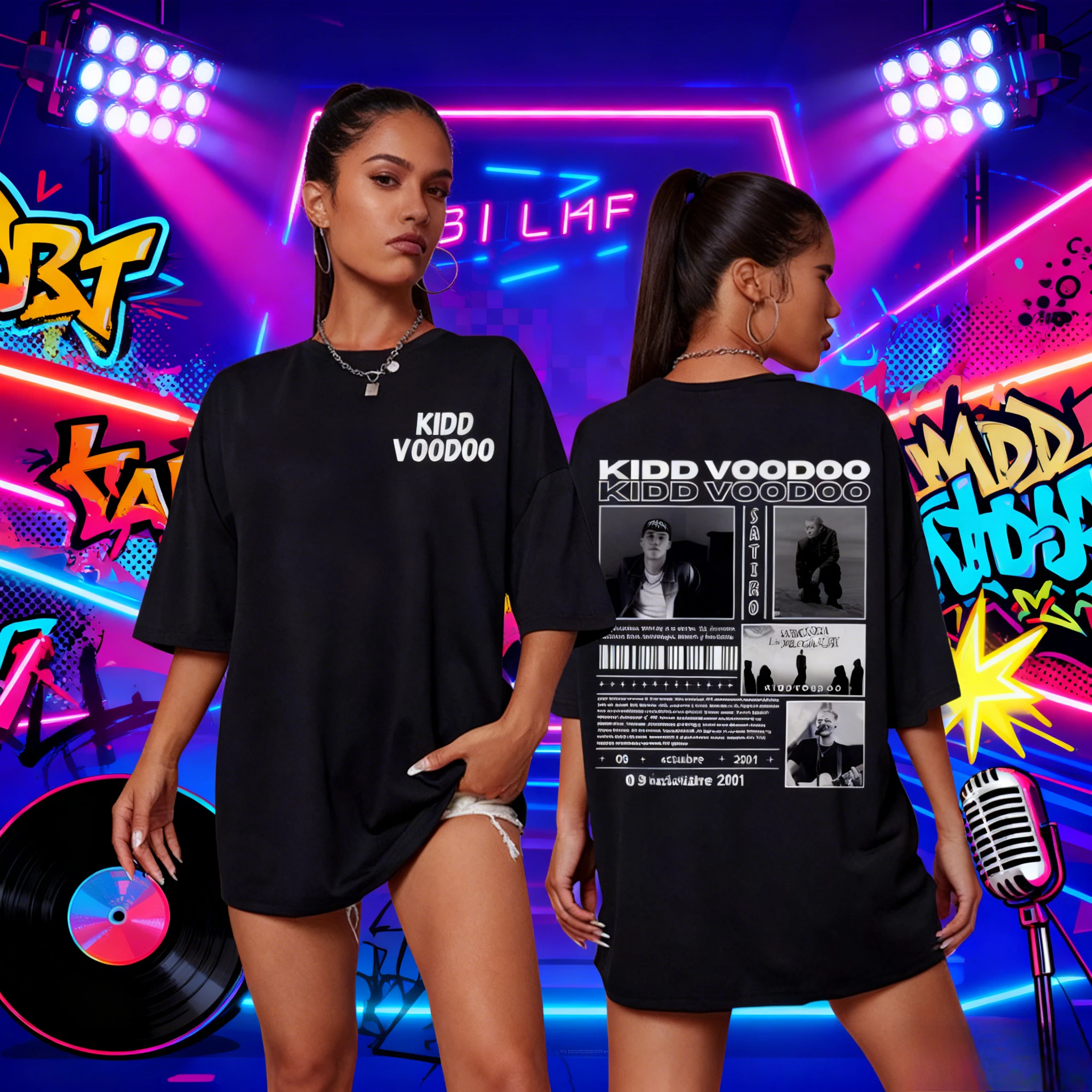 Camiseta gráfica del rapero Kidd Voodoo En Chile Tour para hombres y mujeres, elegante camiseta de algodón puro 100% con estampado de verano callejero de hip-hop