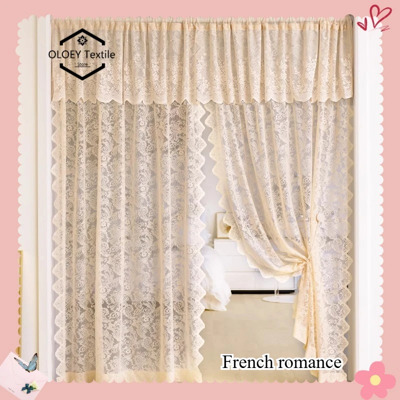 

French-style Lace Light Luxurious Sheer Curtains for Bedroom Living Room Bedroom Dining Room Elegant Light Filtering Gauz