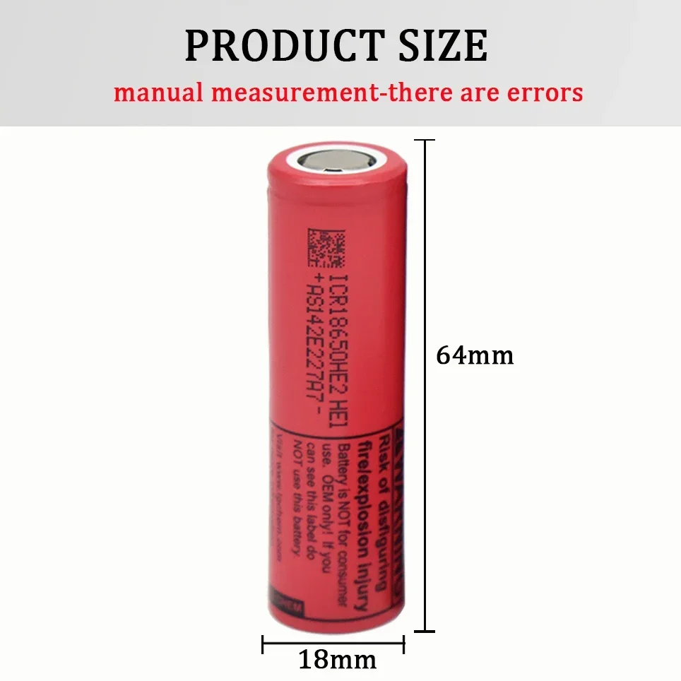 NEW 100% Original 18650 HE2 3.7V Battery 2500mAh 20A Rechargeable battery HE2 18650 HE2 battery power tools