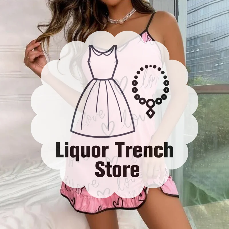 

Ladies Fashionable Casual Camisole Pajamas Loose And Cute Printed Home Clothes