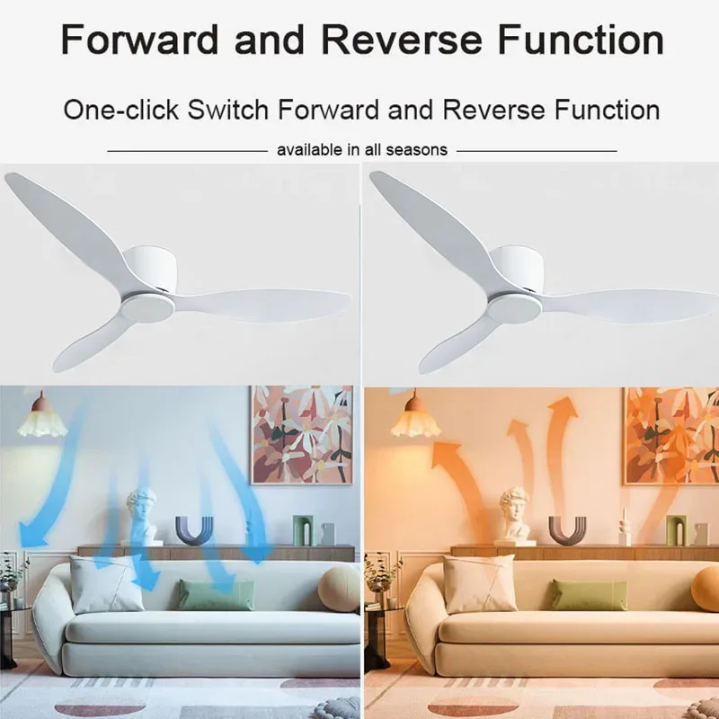 42 52 Inch Ceiling Fan DC Motor 6 Speeds  Remote Control Timing Fans 20CM Low Floor Loft Remote Control Lux&vitae Fan No Lights