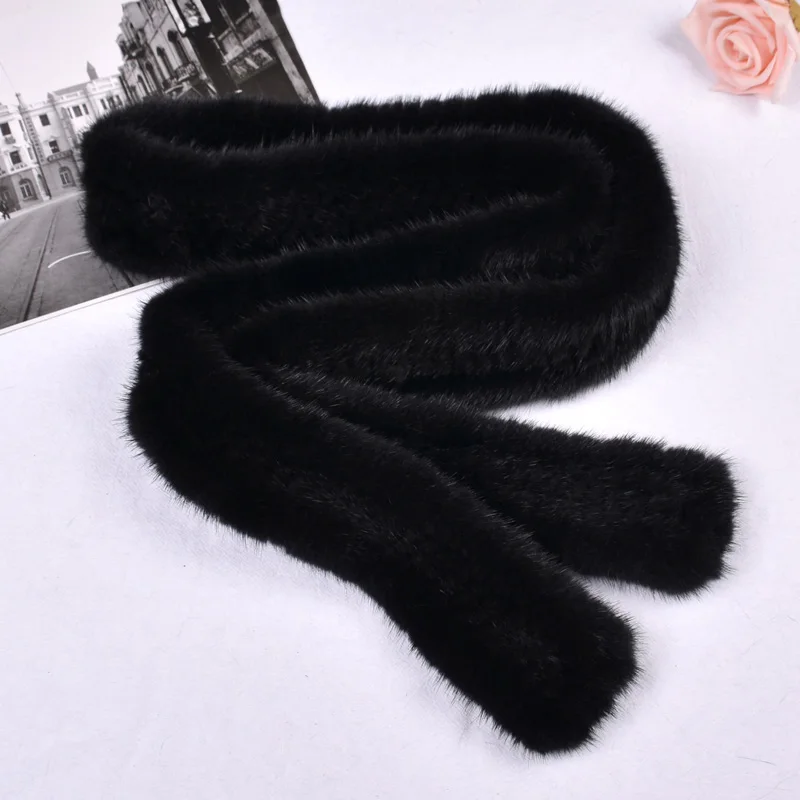 Genuine Mink Hand Woven Belt for Women for Coat Windbreak, Knitted Fur Waist Chain Belt, Solid Color, Casual and Fashion