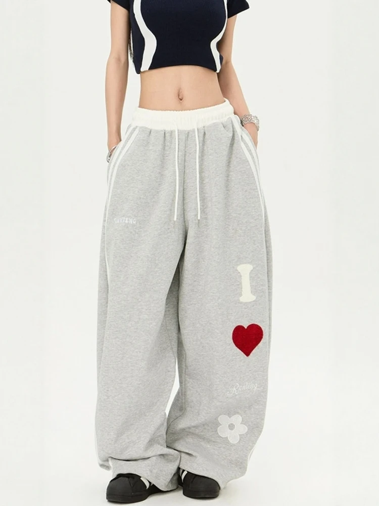 اللون Blo السراويل الرياضية واسعة الساق المرأة فضفاضة مستقيمة عارضة رقص الجاز Sweatpants الأمريكية الرجعية Sle الخريف جمع