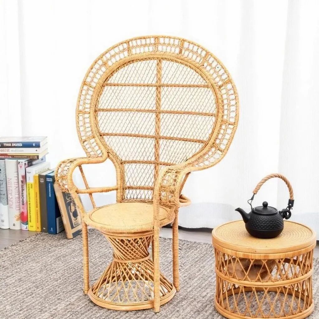 

PYH home sofa natural real vine peacock chair homestay rattan chair princess chair set wedding photography