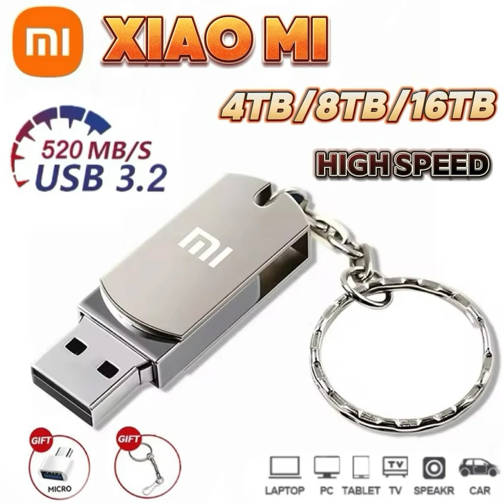 Xiaomi 16TB Flash-Laufwerk USB 3,2 Super-Hochgeschwindigkeits-Transfer-Stick Mini-Metall große Kapazität Typec u Disk Speicher Flash-Laufwerk