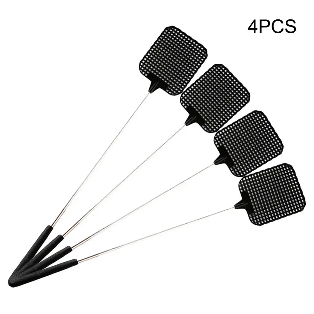 Pack of 4 Plastic Telescopic Flies Swatter Retractable Rod Mosquito Trap Bug Pest Manual Tools Household Kitchen