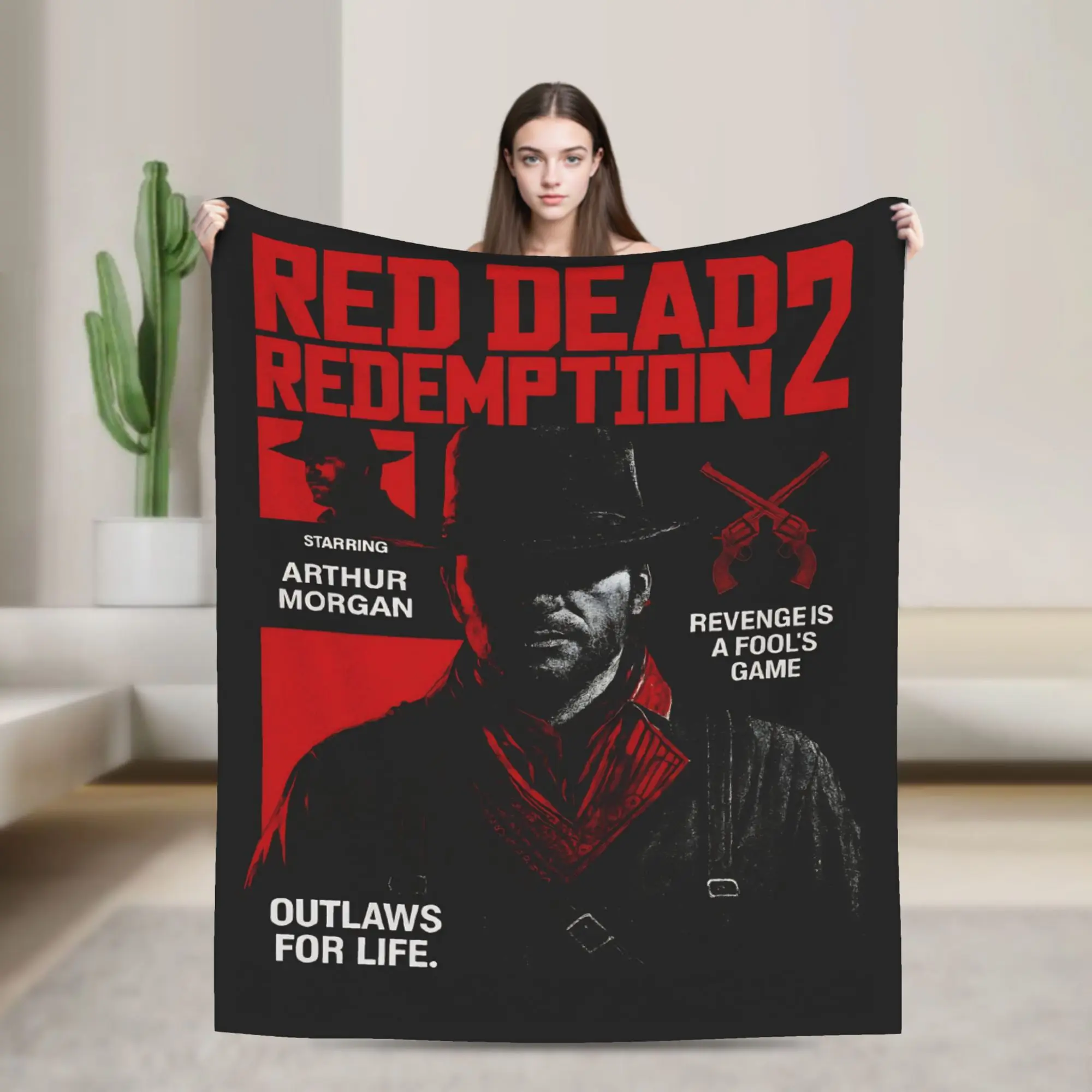 Couverture en flanelle imprimée Red Dead Redemption 2, couvertures portables légères pour canapé, literie de voyage