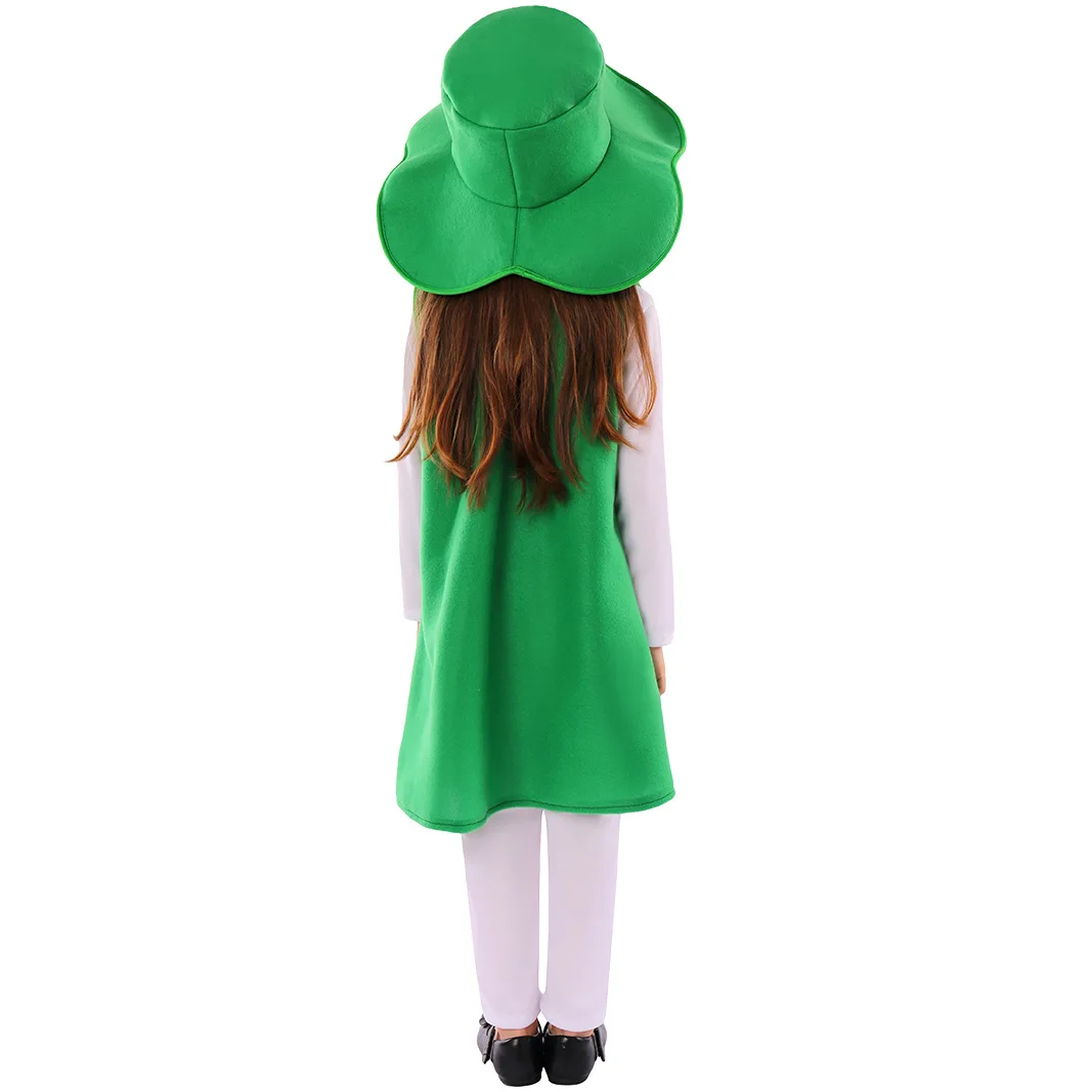 Vestito per bambini per ragazza Irish st. Patrick's Day Holiday Party Set Costume Cosplay Lucky Grass Printing Stage Performance Clothes