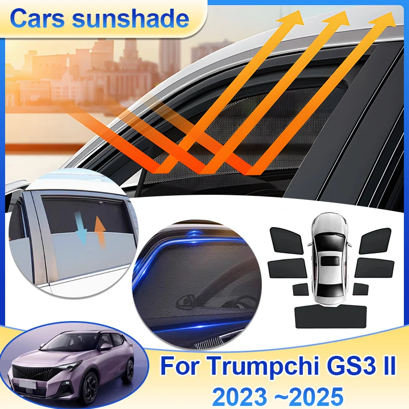 

For Trumpchi GS3 II GAC Emzoom MK2 2023 2024 2025 Visor Car Windshield Privacy Mesh Sun Shade Magnetic Sunshade Heat Insulation