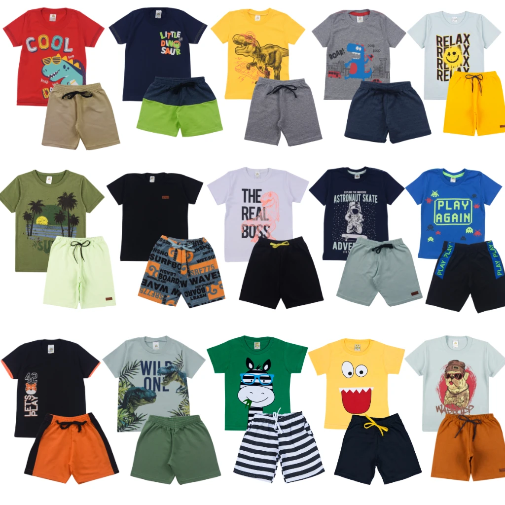 Assorted Kit 20 Pieces Boy's Clothes-10 T-Shirts + 10 Bermuda