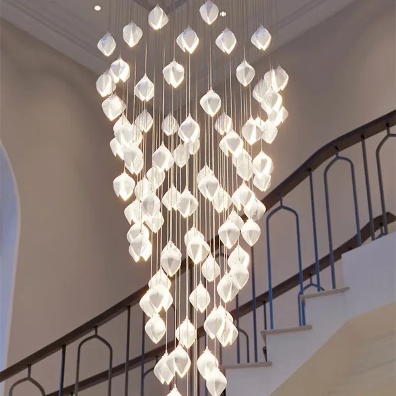 

Modern Ceramic E14 Led Chandelier Luxury Stairs Magnolia Pendant Light Art Decor Indoor Hanging Light Villa Lamparas Luminaria