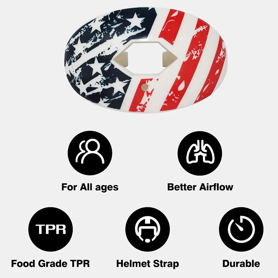 1PC High Impact Sports Rugby Football Mouth Guard Gum Guard Tooth Guard with Lip Protection Chrome