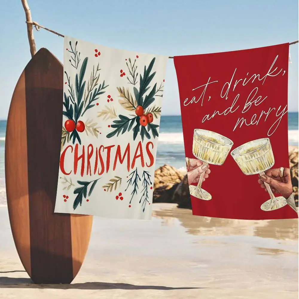 Classic Christmas Prints Big Microfiber Beach Towels Quick Dry Towel Sand Beach Towels Pool Towel for Travel Swim Pool Yoga