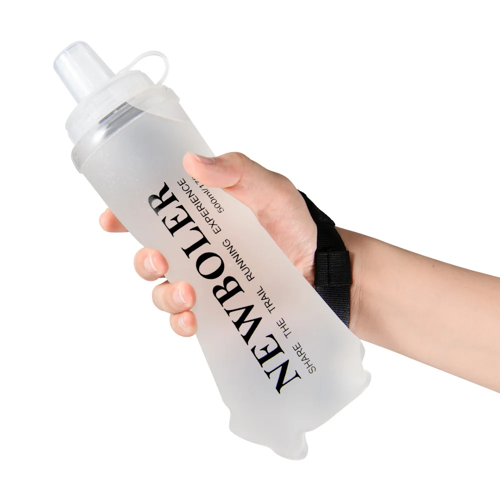 Weiche TPU-Wasserflasche, 500 ml, ultraleicht, faltbar, mit Armband, fest, rutschfest, für Outdoor-Sport, Wasserbeutel, weiche Wasserflasche – Detail 14