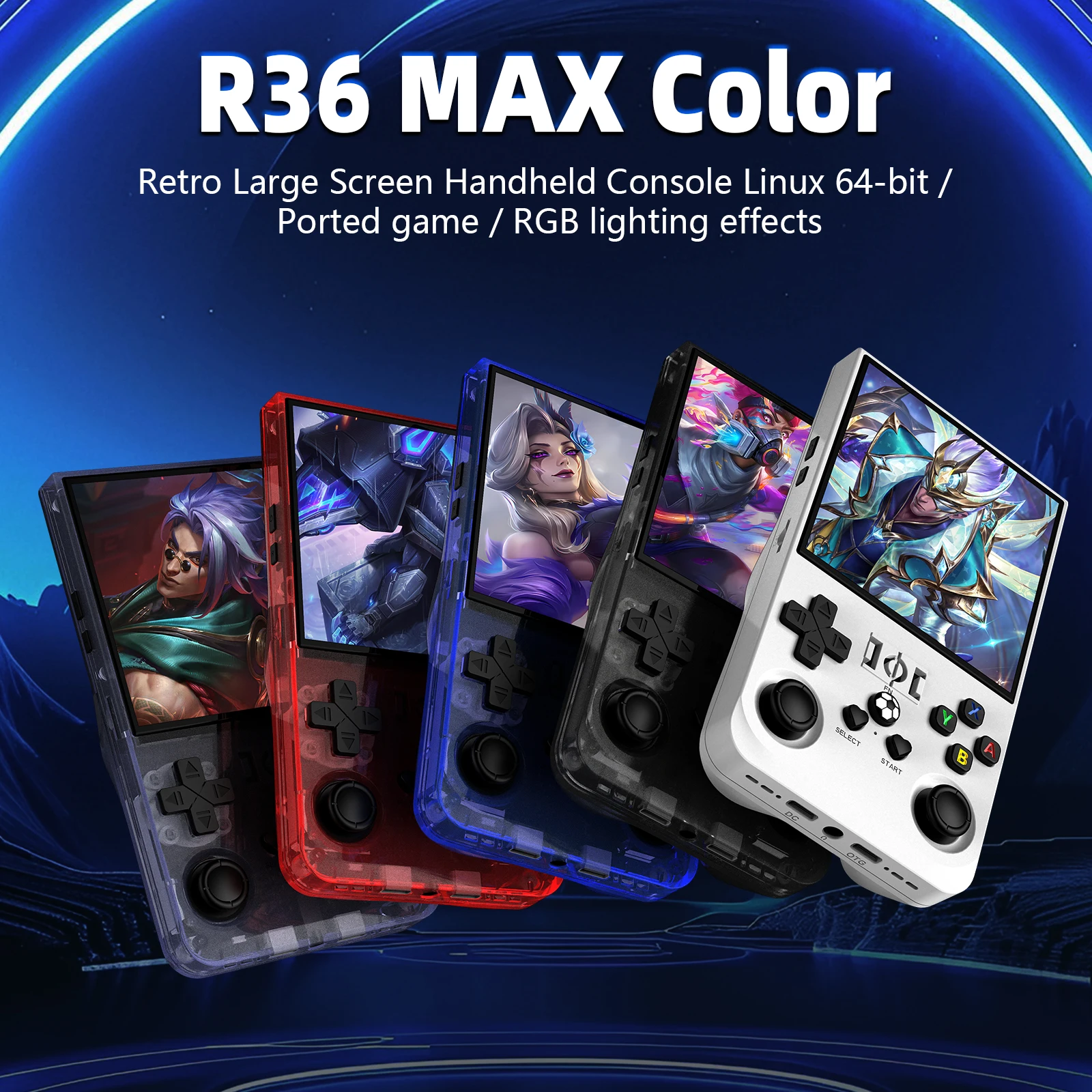 

Портативная игровая консоль R36MAX Retro, 64 ГБ/128 ГБ, 18000+ игр, система Linux, 4,0-дюймовый IPS-экран, лучший подарок