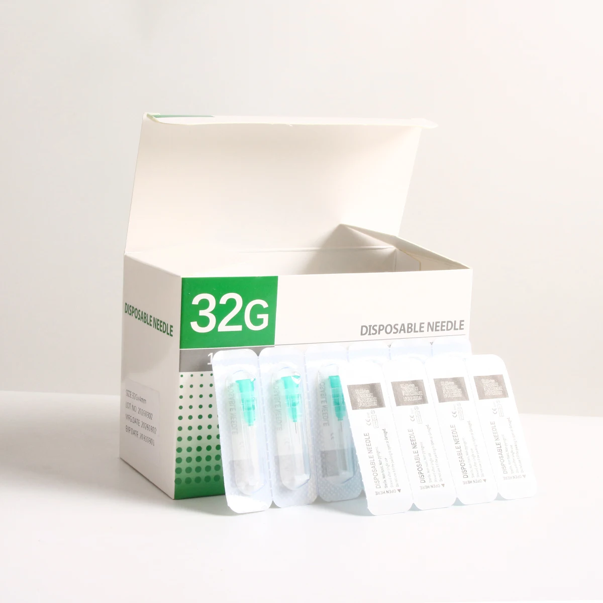 1/10box 32G 4mm painless needle Piercing Transparent Syringe Injection glue Clear Tip Cap Pharmaceutical injection needle